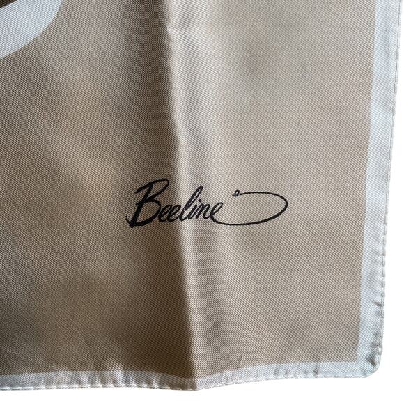 100% Acetate Square Scarf by Beeline Made In Italy Mod Tan Cream Gold 30" Square - Picture 2 of 7